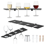 4-Hole Acrylic Wall-Mounted Glass Holder Display Racks, Whiskey Spirits Wine Glass Holder, with Iron Screws, Black, 28x10x0.3cm(ODIS-WH0027-051A)