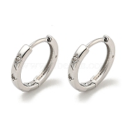 Brass Pave Clear Cubic Zirconia Hoop Earrings, Real Platinum Plated, 12mm(EJEW-L211-001P)