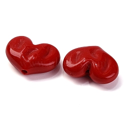 Opaque Acrylic Beads, Heart, Red, 18x24x10mm, Hole: 2.5mm(X-OACR-Z013-33B)