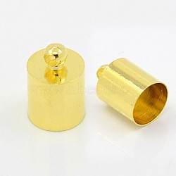 Rack Plating Brass Cord Ends, End Caps, Column, Long-Lasting Plated, Golden, 13x9mm, Hole: 1mm, Inner Diameter: 8mm(KK-D219-13x9-G01)