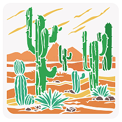 PET Hollow Out Drawing Painting Stencils, for DIY Scrapbook, Photo Album, Cactus Pattern, 30x30cm(DIY-WH0391-0056)