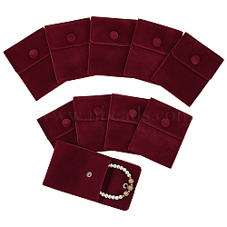 Velvet Bags, with Iron Snap Button, Jewelry Pouches Bags, Gift Bag, Dark Red, 9.5x7.5cm(TP-WH0005-01D)