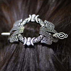 Ancient-Costume Alloy Hair Sticks, Flower Hairpins for Long Hair Braids Barrettes, Antique Silver, 75x48mm(PW-WGF24A5-01)