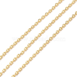 Brass Cable Chains, Long-Lasting Plated, Soldered, with Spool, Cadmium Free & Lead Free, Real 18K Gold Plated, 2.3x1.2x0.4mm(CHC-O001-10G)
