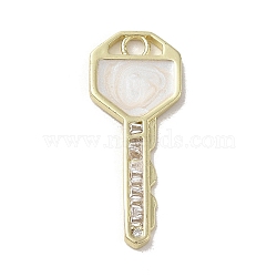 Brass Cubic Zirconia Pendents, with Enamel, Long-Lasting Plated, Key, Golden, 31~31.5x12.5x2mm, Hole: 2.5mm(KK-M275-27G)