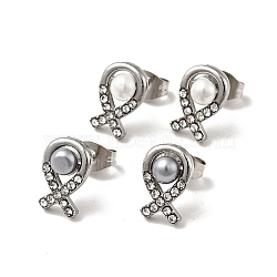 Fish 304 Stainless Steel Stud Earrings, Plastic Bead with 316 Surgical Stainless Steel Pin Ear Studs, Stainless Steel Color, Mixed Color, 11x7mm, Pin: 0.7mm(EJEW-A081-17P)