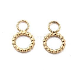 304 Stainless Steel Charms, Ring Charms, Ion Plating(IP), Real 14K Gold Plated, 11x7x1mm, Hole: 2.5mm(STAS-M111-33G)