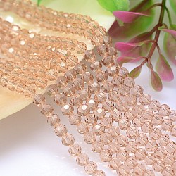 Imitation Austrian Crystal Bead Strands, Grade AAA, Faceted Round, PeachPuff, 4mm, Hole: 0.7~0.9mm, about 100pcs/strand, 15.7 inch(G-M181-4mm-18A)