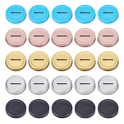 Fingerinspire Tinplate Coin Slot Bank Lids, Mason Jar Lid, Mixed Color, 7.2x1.4cm, 5pcs/color, 5 colors, 25pcs/set(FIND-FG0001-06)