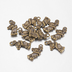 Zinc Tibetan Style Alloy Pendants, Cadmium Free & Lead Free, Bear, Antique Bronze Color, Size: about 19mm long, 9mm wide, 3mm thick, hole: 2mm(X-PALLOY-ZN44149-AB-LF)