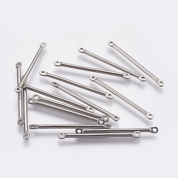 304 Stainless Steel Links, Strip, Stainless Steel Color, 30x2x1mm, Hole: 1.2mm