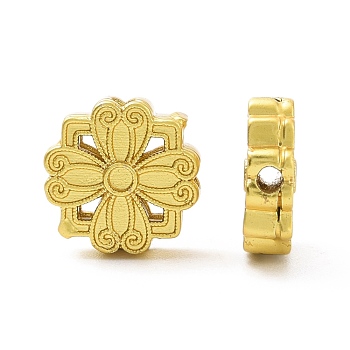 Rack Plating Brass Beads, Long-Lasting Plated, Lead Free & Cadmium Free, Flower, Matte Gold Color, 9.5x9.5x3.5mm, Hole: 1.4mm