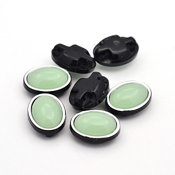 Sew on Taiwan Acrylic, Garment Accessories, Oval, Light Green, 11x9x6mm, Hole: 1mm