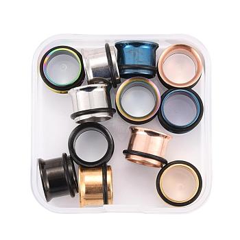12Pcs 6 Colors 316 Surgical Stainless Steel Screw Ear Gauges Flesh Tunnels Plugs, Mixed Color, 1/2 inch(12mm), 2pcs/color