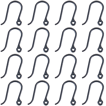 200Pcs Plastic Earring Hooks, Ear Wire, with Horizontal Loop, Black, 11x9x0.6mm, Hole: 0.9mm