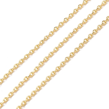 Brass Cable Chains, Long-Lasting Plated, Soldered, with Spool, Cadmium Free & Lead Free, Real 18K Gold Plated, 2.3x1.2x0.4mm