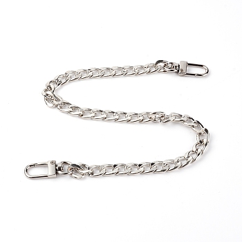 Bag Strap Chains, Iron Curb Link Chains, with Swivel Lobster Claw Clasps, Platinum, 39.6cm