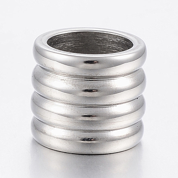 304 Stainless Steel Tube Beads, Stainless Steel Color, 11x10mm, Hole: 8mm