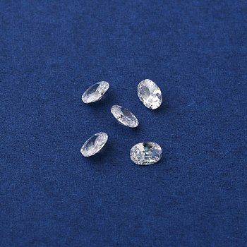 Oval-Shaped Cubic Zirconia Cabochons, Faceted & Point Back, Clear, 3x4x2mm