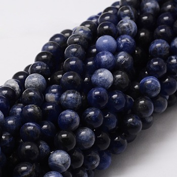 Natural Sodalite Round Beads Strands, 4mm, Hole: 0.8mm, about 85~90pcs/strand, 15.5 inch