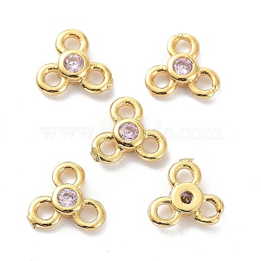 Real 18K Gold Plated Lavender Blush Flower Brass+Cubic Zirconia Links