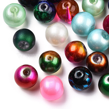 Mixed Style & Mixed Color Round Spray Painted Glass Beads(DGLA-X0003-12mm)-2