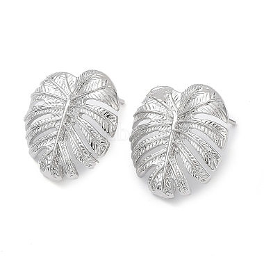 Real Platinum Plated Leaf Brass Stud Earring Findings