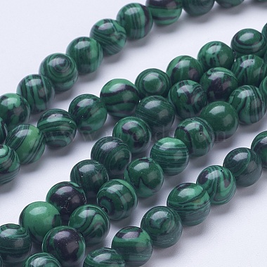 8mm DarkGreen Round Malachite Beads