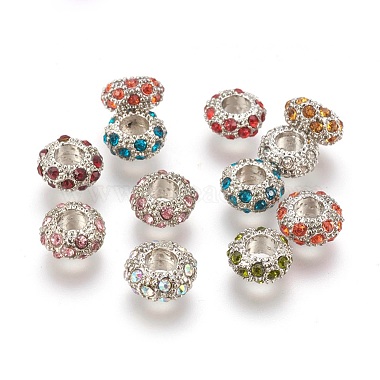 11mm Mixed Color Rondelle Alloy + Glass Rhinestone Beads