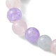 8mm Round Natural Aquamarine & Rose Quartz & Amethyst Beaded Stretch Bracelets(BJEW-TA00502)-4