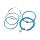 5Pcs 5 Style Evil Eye Lampwork & Synthetic Turquoise & Natural Pearl  Beaded Stretch Bracelets Set(BJEW-JB09708)-4