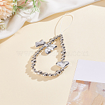 1Pc Plastic Beads Mobile Chain, Mobile Straps, Bowknot, Silver, 180mm(AJEW-LP0005-49)