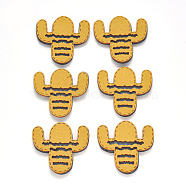 Faux Suede Patches, Costume Ornament Accessories, for Magic Tape Hair Clip Making, Cactus, Yellow, 39x39.5x3mm(X-FIND-R075-09)