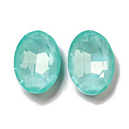Glass Rhinestone Cabochons, Point Back & Back Plated, Faceted, Oval, Light Azore, 14x10x5mm(RGLA-G021-02D-361DE)