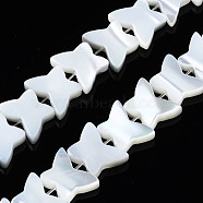 Natural Trochid Shell/Trochus Shell Beads Strands, Bleach, Butterfly, White, 8x10~11x2.5~3mm, Hole: 0.9mm, about 50pcs/strand, 12.01 inch(30.5cm)(SSHEL-N034-114)