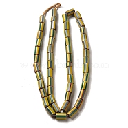 Handmade Nepalese Lampwork Beads, Column with Stripe, Medium Sea Green, 6~14x5~8mm, Hole: 1.4~3mm, about 52~78pcs/strand, 25.59~25.98''(65~66cm)(LAMP-B023-07A-01)