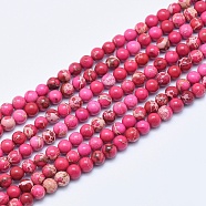 Natural Imperial Jasper Beads Strands, Dyed, Round, Pale Violet Red, 4mm, Hole: 0.5mm, about 98~102pcs/strand, 15.7 inch(G-A175B-4mm-08)