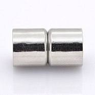 Column Brass Magnetic Clasps with Glue-in Ends, Platinum, 20x11mm, Hole: 10mm(KK-D351)