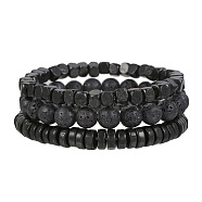 Volcano Stone Black Matte Black Gallstone Wood Beads Bracelet Set Combination Hip Hop Elastic Bracelet Bracelet Bracelet(WQ1083-9)