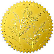Self Adhesive Gold Foil Embossed Stickers, Medal Decoration Sticker, Leaf Pattern, 5x5cm(DIY-WH0211-178)