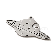 201 Stainless Steel Pendants, Planet, Stainless Steel Color, 17x31x1mm, Hole: 1.6mm(STAS-B049-13P)