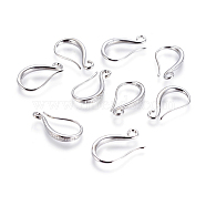 Brass Earring Hooks, with Horizontal Loop, Long-Lasting Plated, Platinum, 19.5x11x2.5mm, Hole: 2mm, pin: 1mm(X-KK-G365-17P)