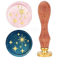 Brass Wax Seal Stamp with Rosewood Handle, for DIY Scrapbooking, Star Pattern, 25mm(AJEW-WH0412-0026)