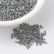 MIYUKI Delica Beads, Cylinder, Japanese Seed Beads, 11/0, (DB0545) Silver Blue Gold Iris(Palladium Plated AB), 1.3x1.6mm, Hole: 0.8mm, about 10000pcs/bag, 50g/bag(SEED-X0054-DB0545)