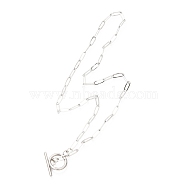 Unisex 304 Stainless Steel Paperclip Chain Necklaces, with Toggle Clasps, Stainless Steel Color, 17.71 inch(45cm)(NJEW-H215-04P)