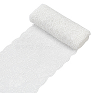 Polyester Lace Trims, Flower Pattern, White, 5-7/8 inch(150mm), about 5.00 Yards(4.57m)/roll, 1 roll/bag(SRIB-GF0001-23)