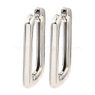 Brass Hoop Earrings, Rectangle, Platinum, 23.5x15x2.5mm(EJEW-I289-05P)