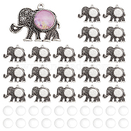 Elite DIY Blank Dome Elephant Pendant Making Kit, Including Alloy with Resin Pendants, Glass Cabochons, Antique Silver, 40Pcs/box(DIY-PH0013-41)