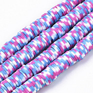 Handmade Polymer Clay Beads Strands, for DIY Jewelry Crafts Supplies, Heishi Beads, Disc/Flat Round, Orchid, 8x0.5~1mm, Hole: 2mm, about 320~447pcs/strand, 15.75 inch~16.14 inch(40~41cm)(CLAY-R091-8mm-01)