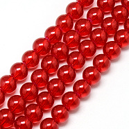 Baking Painted Glass Beads Strands, Imitation Opalite, Round, Red, 8mm, Hole: 1.3~1.6mm, about 100pcs/strand, 31.4 inch(X-DGLA-Q023-8mm-DB31)